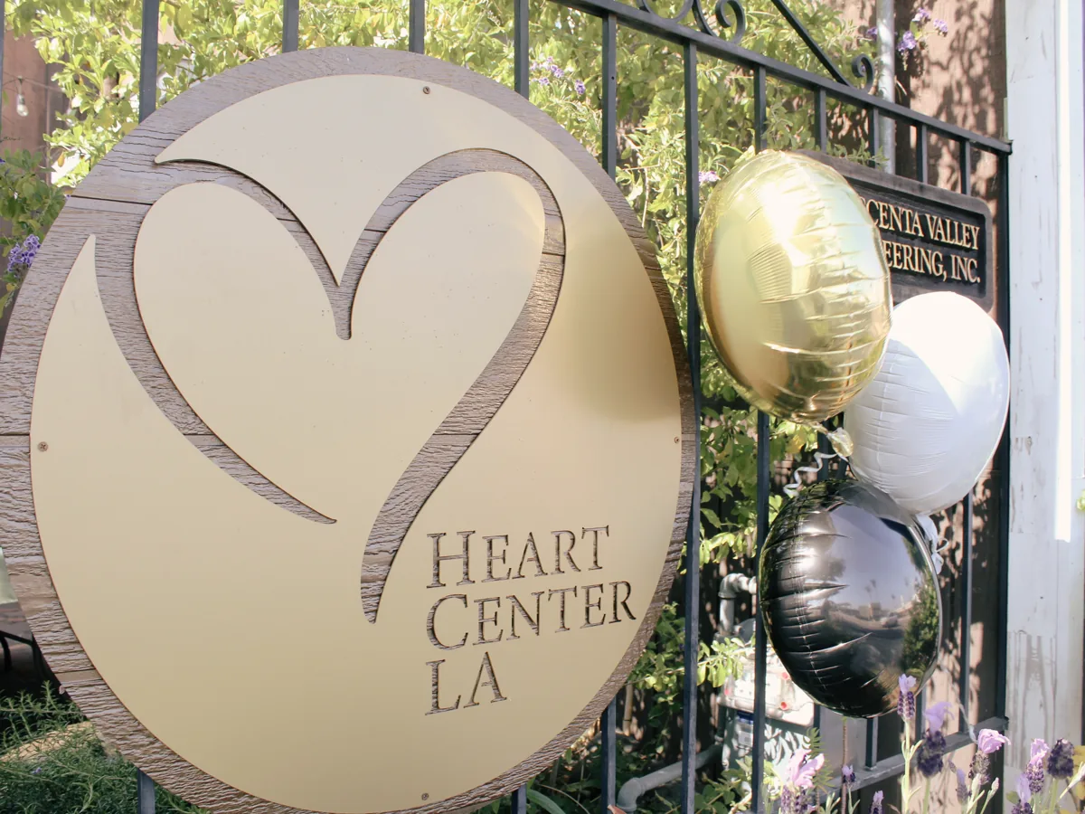 The Heart Center LA sign outside the center.